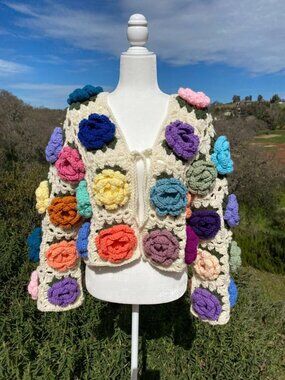 Handmade Crochet Flower Cardigan